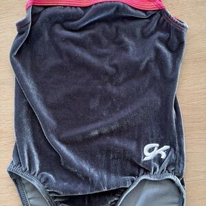 GK Black Velvet Leotard with Pink Trim